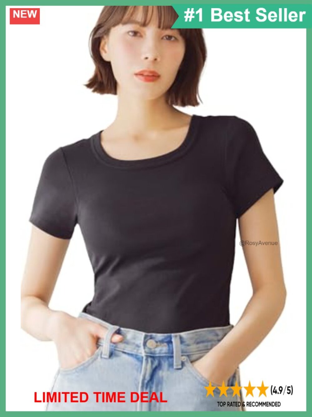 Padded Crew Neck T-Shirt Bra Anti-Sagging Push Up Slim Fit Pull On Sleep